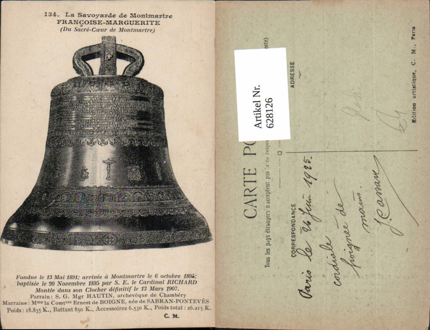 628126,Künstler Ak Glocke La Savoyarde de Montmartre Francoise Marguerite Paris