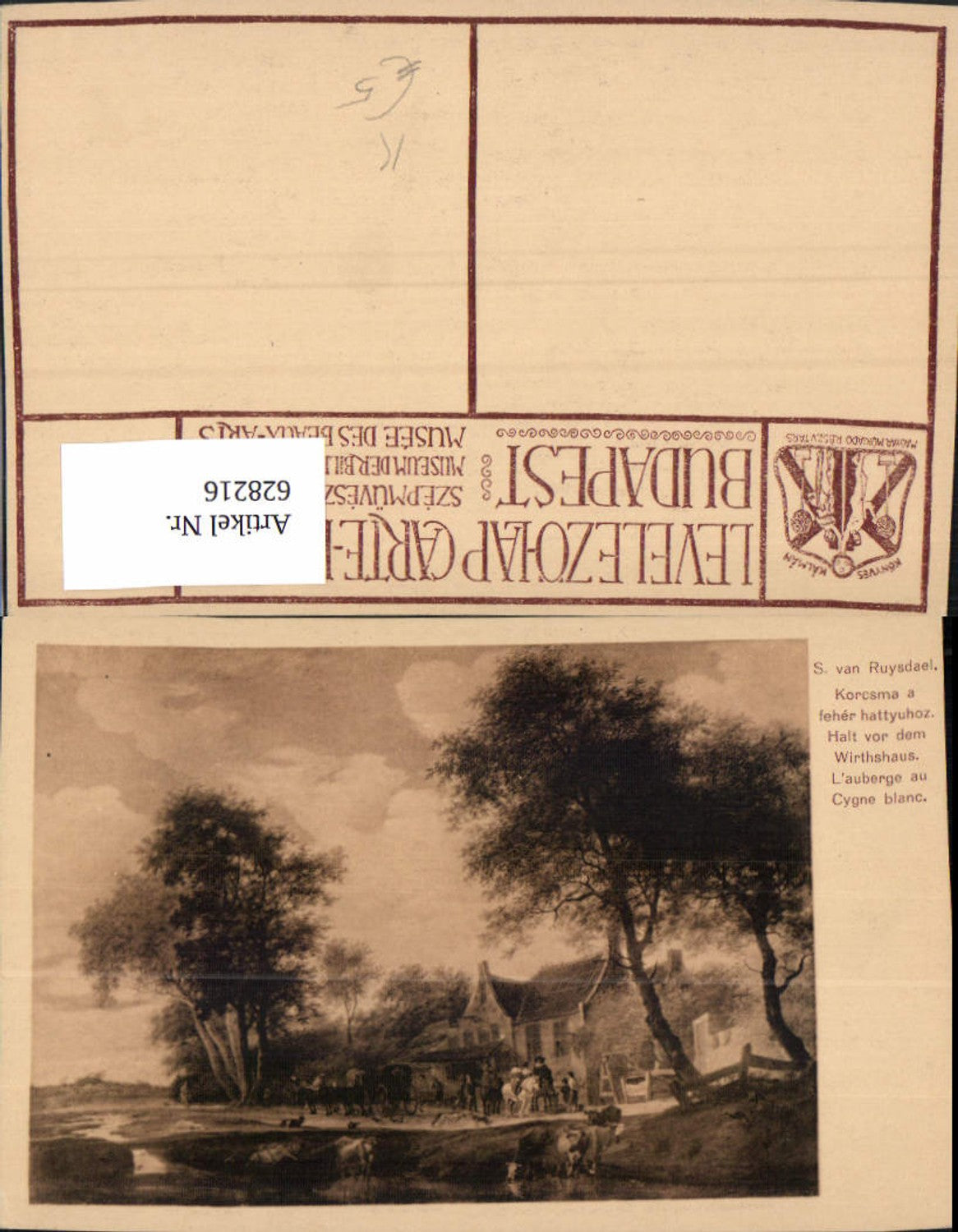 628216,Künstler Ak S. van Ruysdael Halt v. d. Wirtshaus L auberge au Cygne blanc