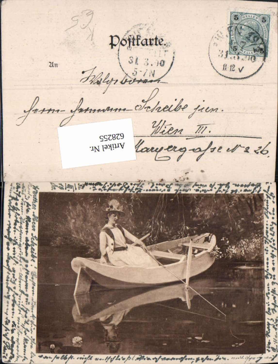 628255,Künstler Ak Frau Angeln Fischen Boot