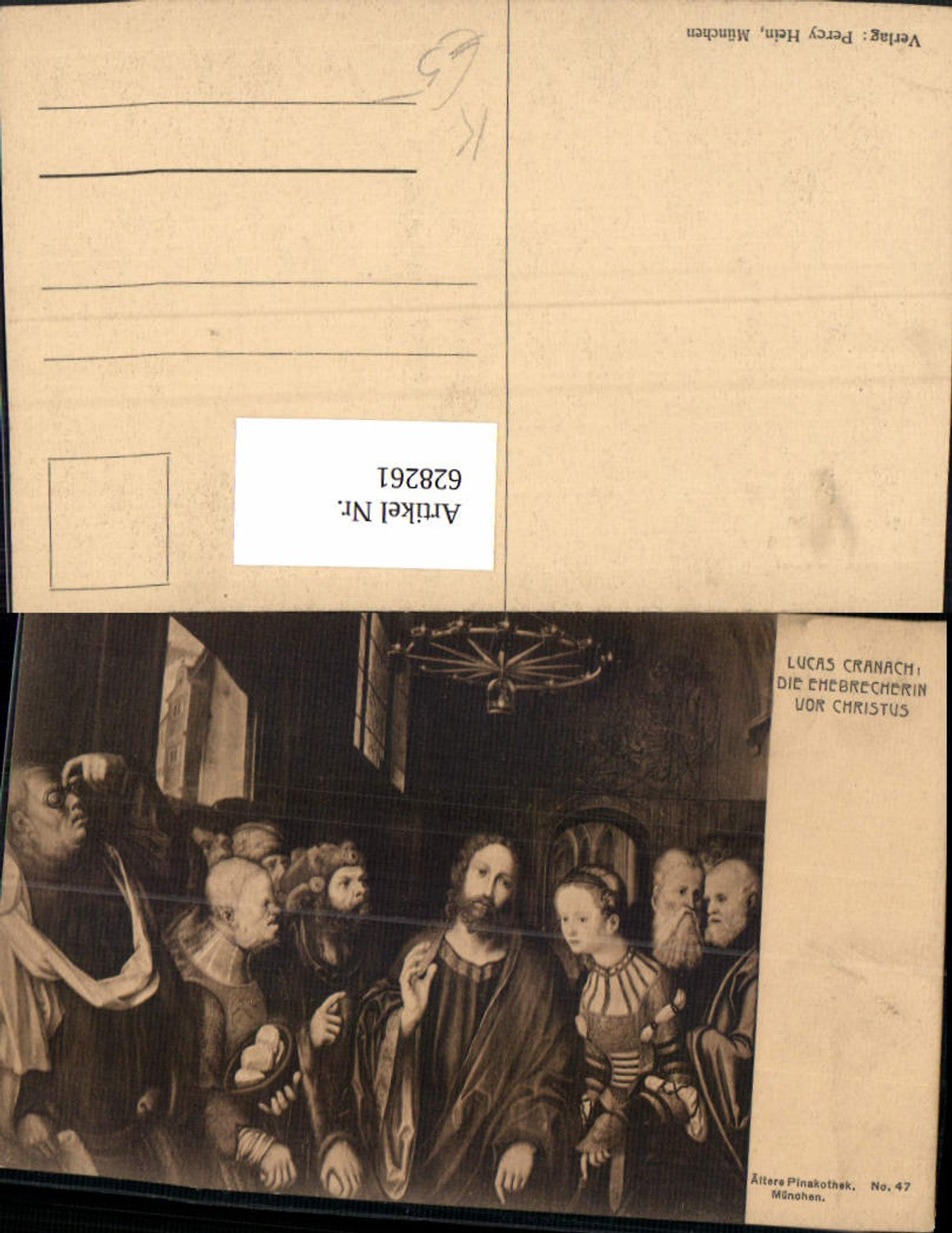 628261,Künstler Ak Lucas Cranach Die Ehebrecherin vor Christus Religion