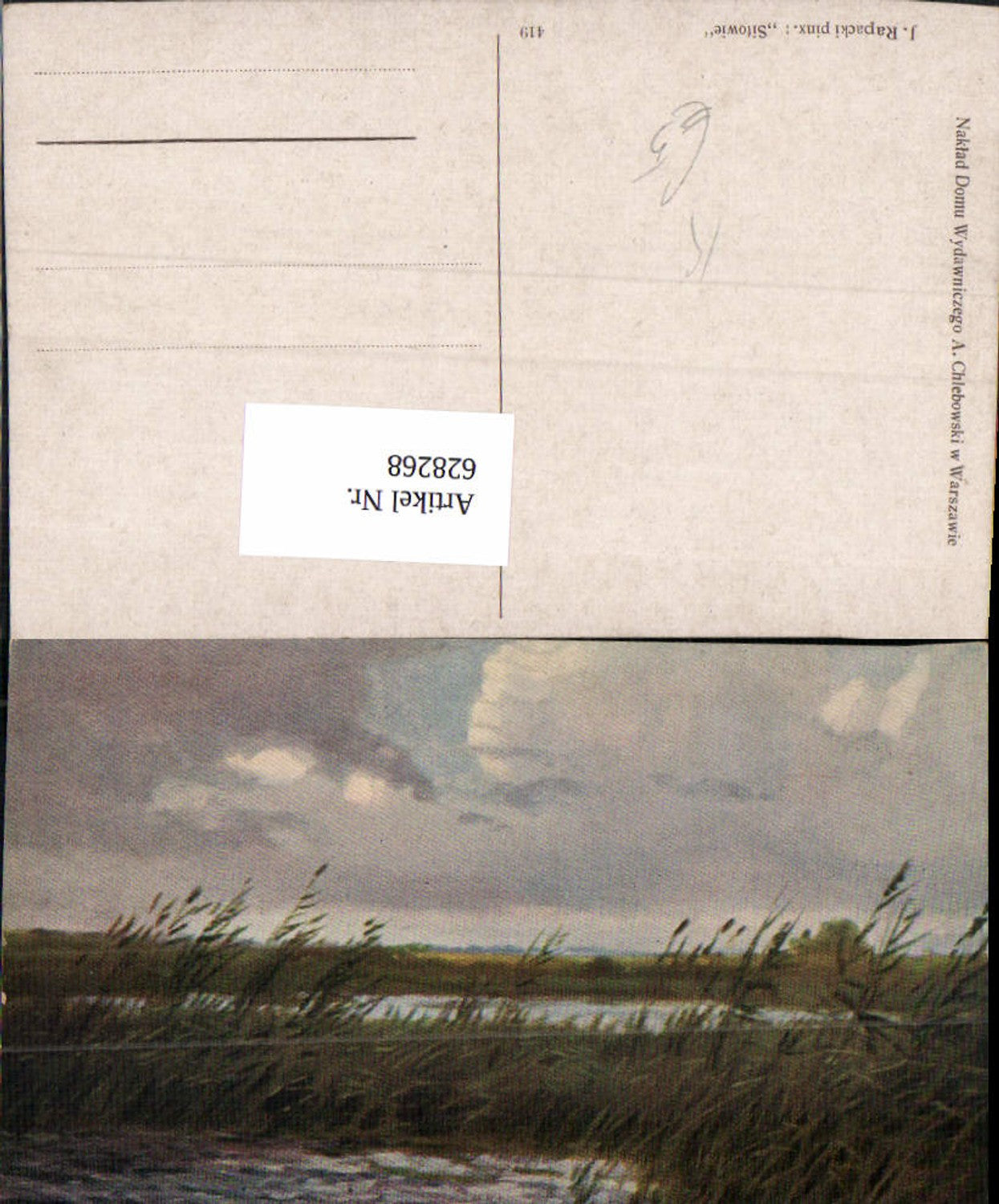 628268,Künstler Ak J. Rapacki Sitowie Schilf Schilflandschaft Landschaft