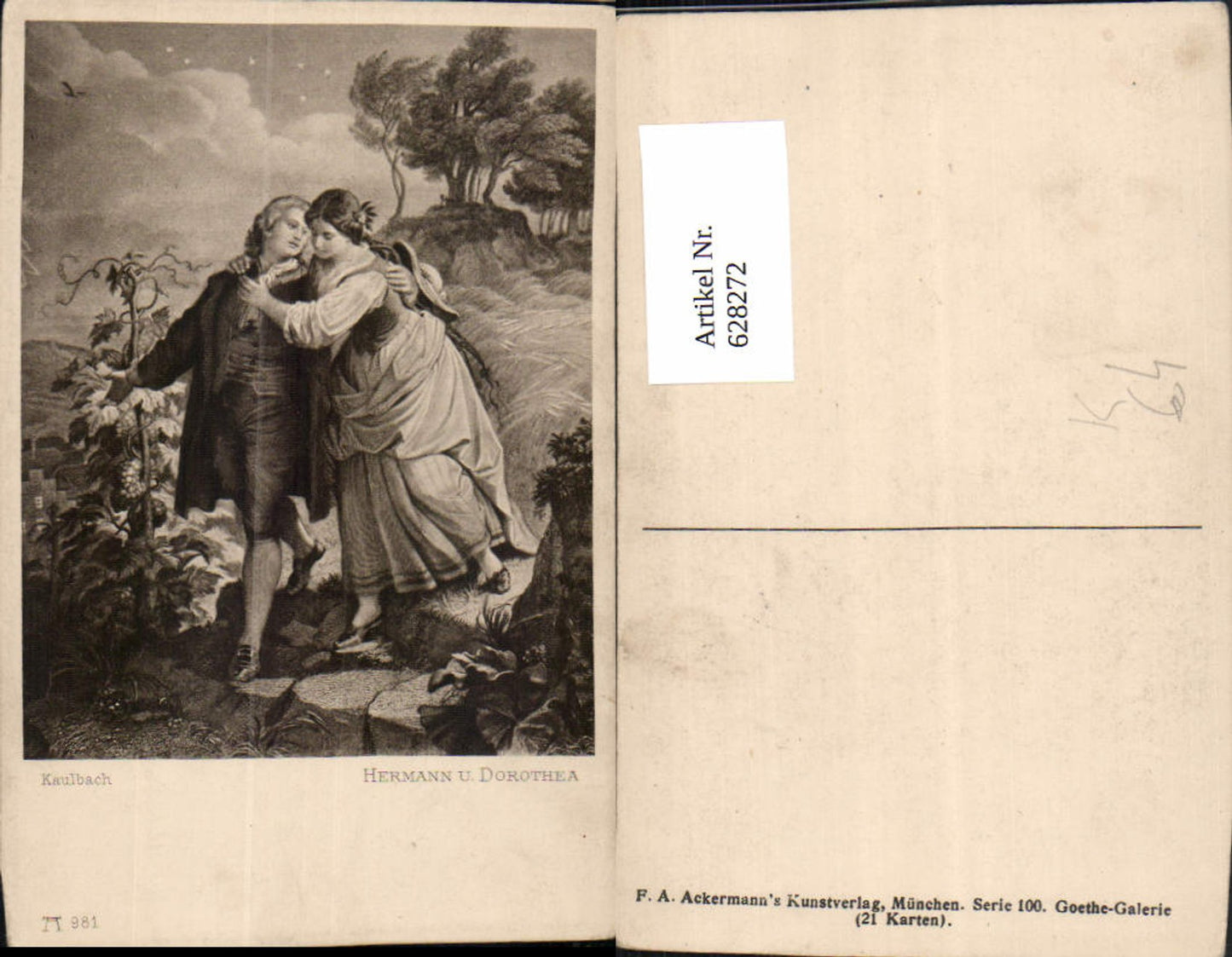 628272,Künstler Ak Kaulbach Hermann u. Dorothea Paar Liebe