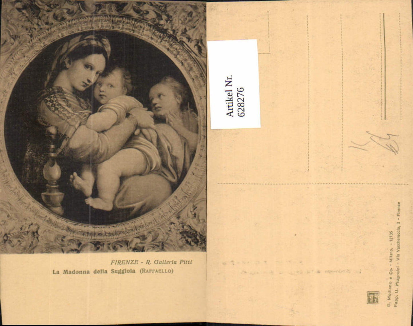 628276,Künstler Ak Raffaello La Madonna della Seggiola Firenze R. Galleria Pitti