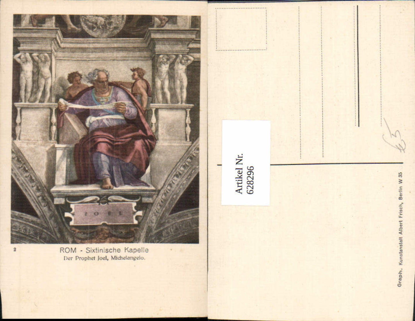 628296,Künstler Ak Michelangelo Rom Sixtinische Kapelle Der Prophet Joel
