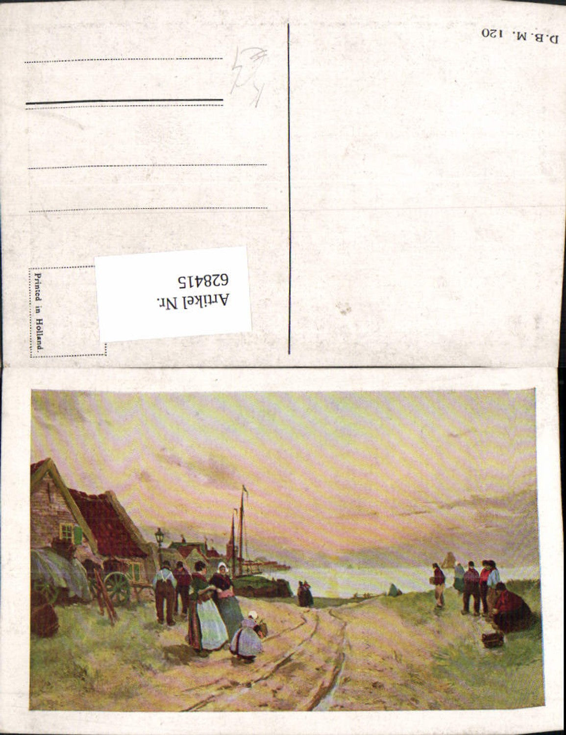 628415,Künstler Ak Frauen Männer Segelboote Dorf Landschaft Niederlande