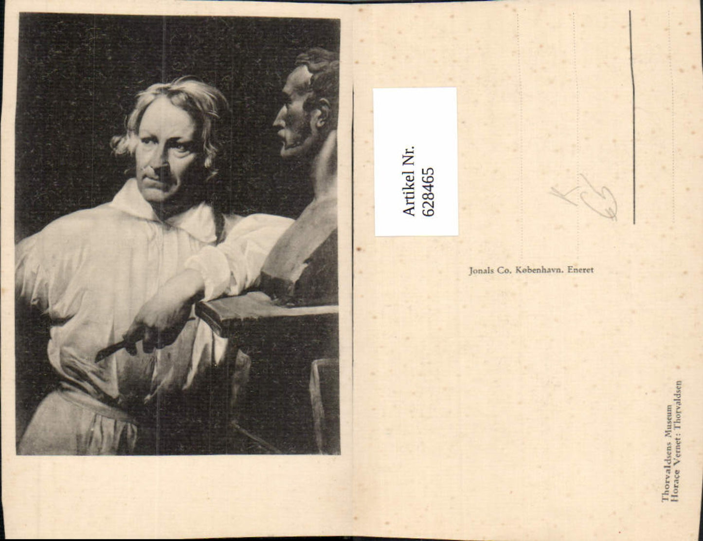 628465,Künstler Ak Horace Vernet Thorvaldsens Mann m. Büste Künstler Bildhauer