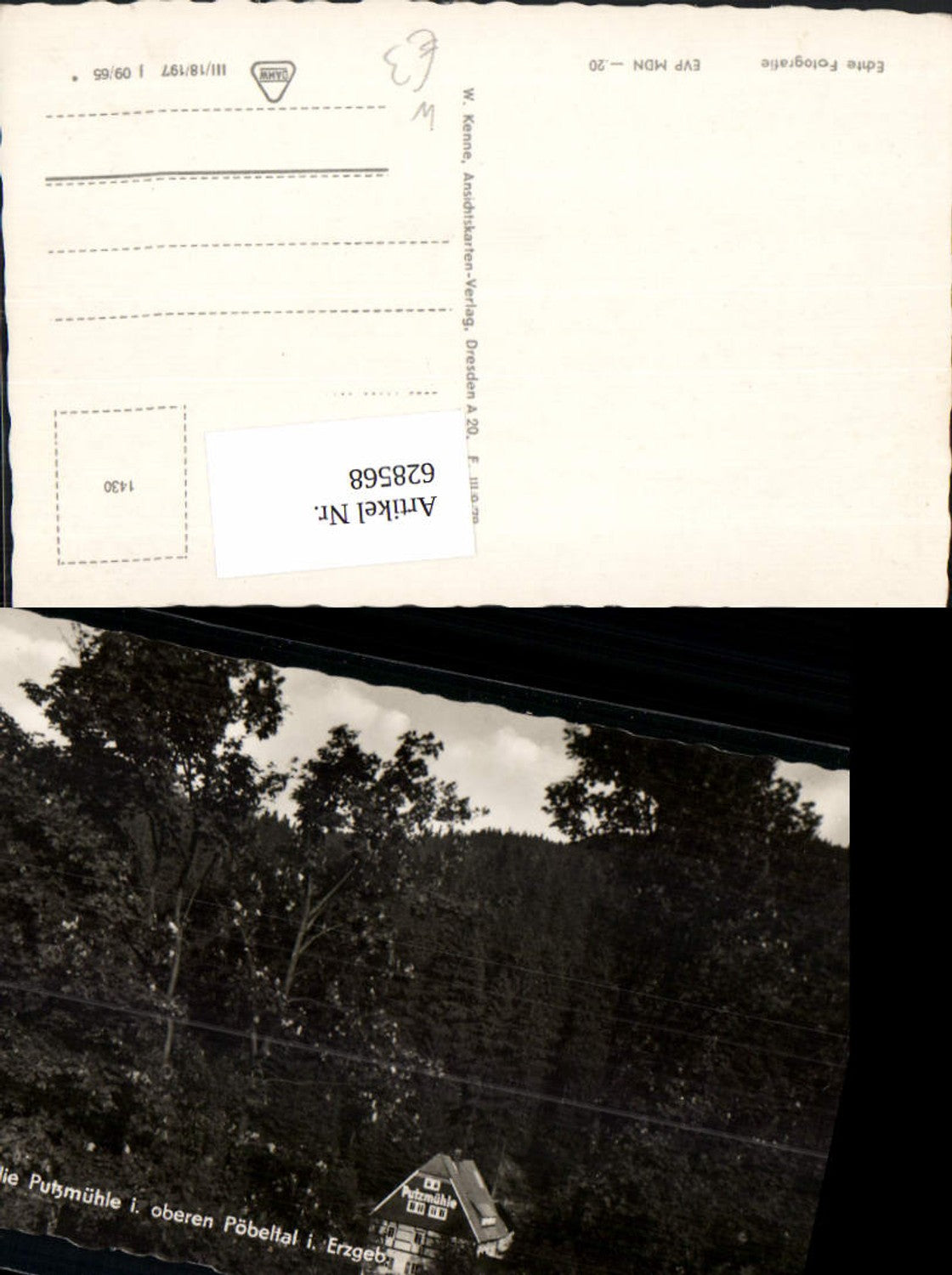 628568,Foto Ak Altenberg Blick auf d. Putzmühle i. Oberen Pöbeltal i. Erzgebirge