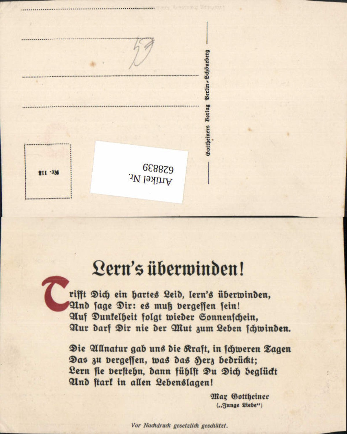 628839,Spruch Lerns überwinden Junge Liebe v. Gottheiner