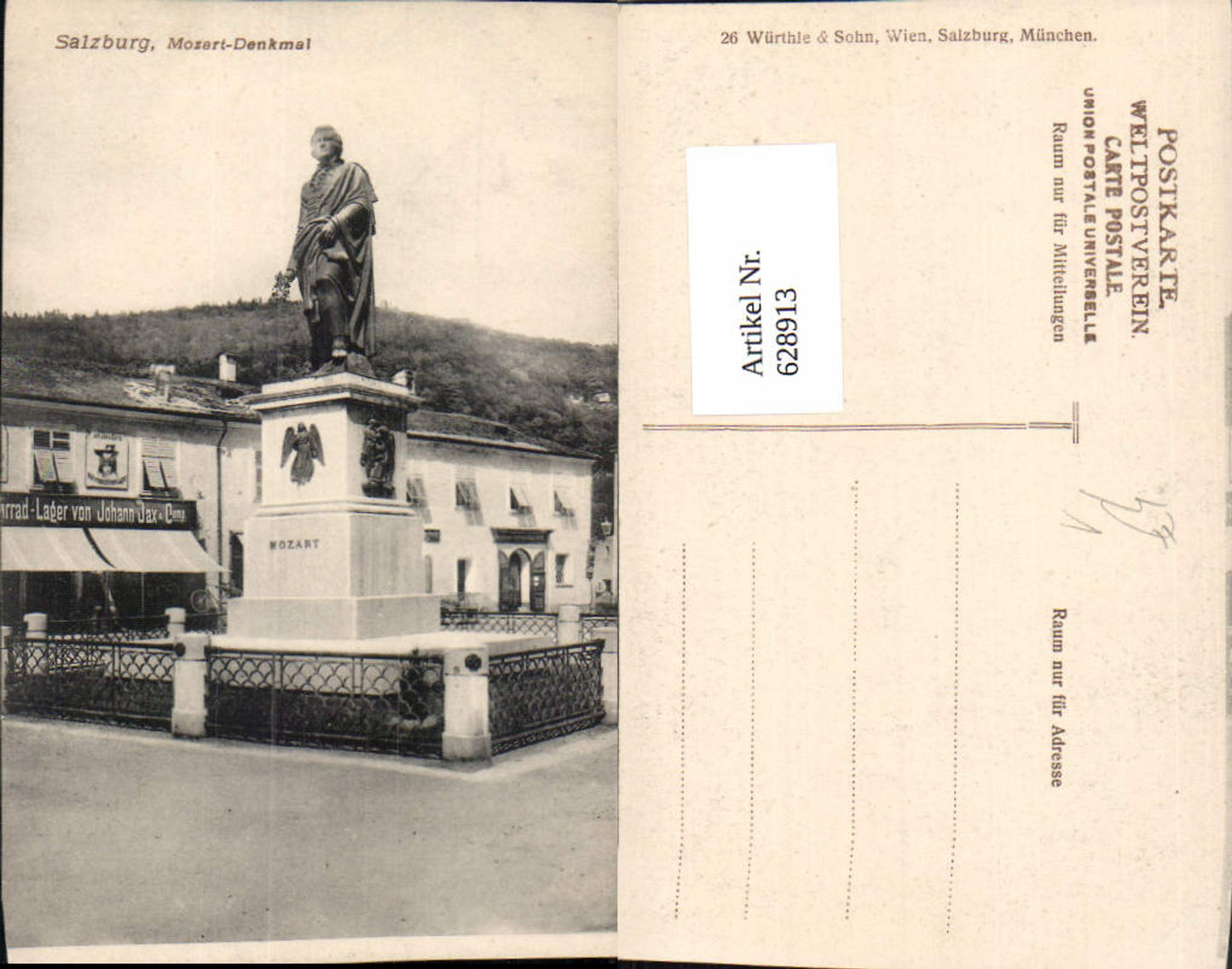 628913, Salzburg Mozart Monument Statue Mozart pub Würthle Sohn 26