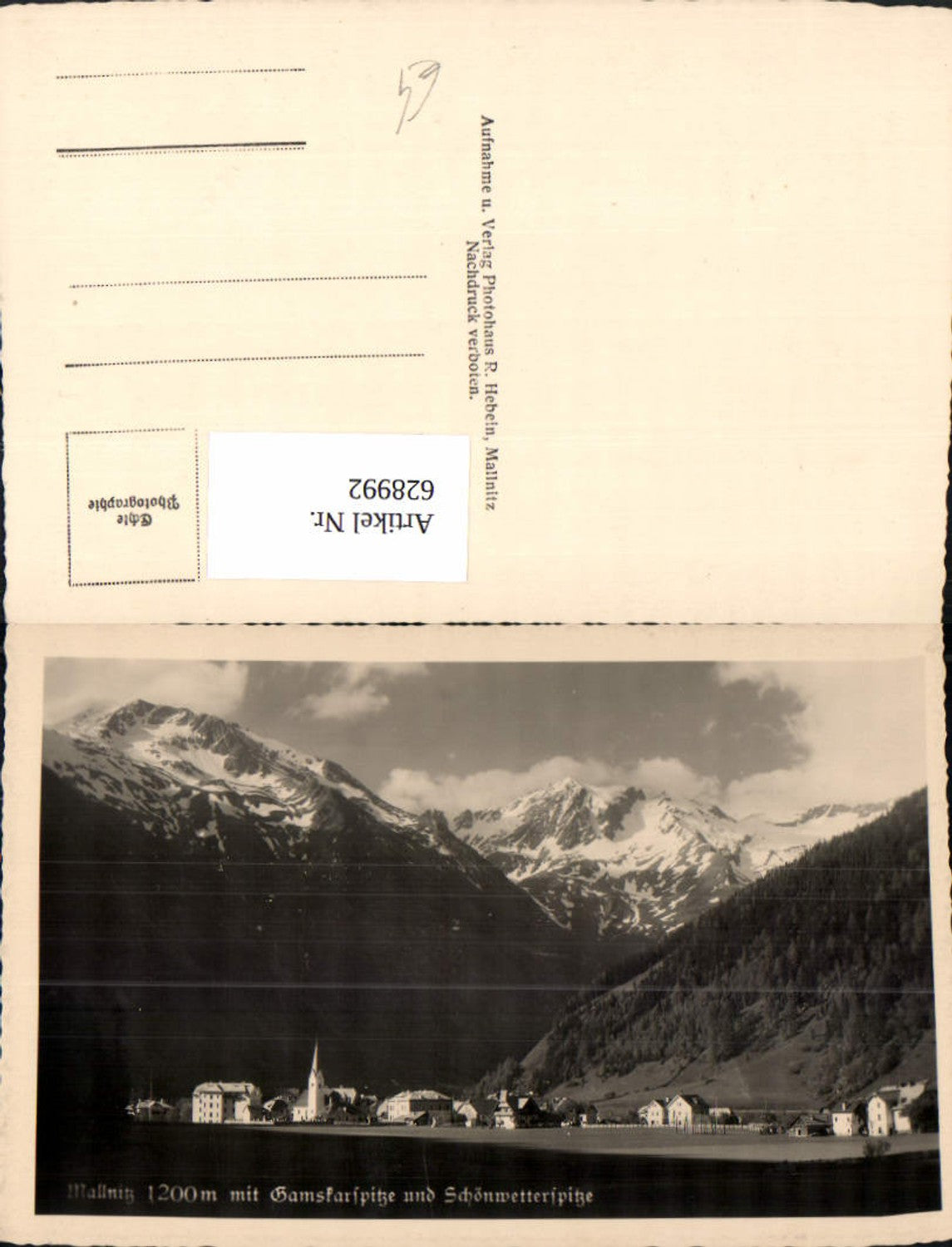 628992,Foto Ak Mallnitz m. Gamskarspitze u. Schönwetterspitze