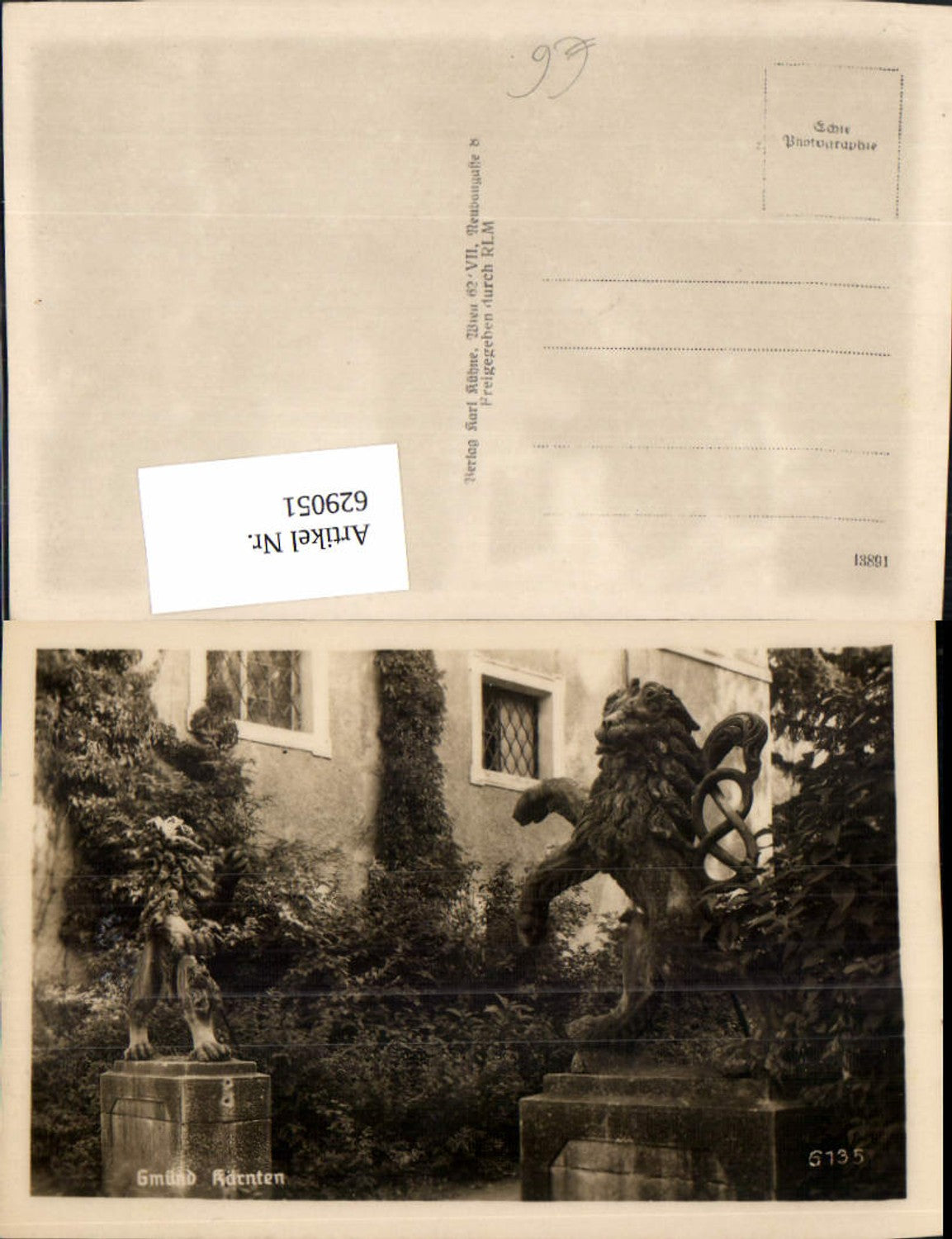 629051,Foto Ak Gmünd in Kärnten Ansicht Löwendenkmal