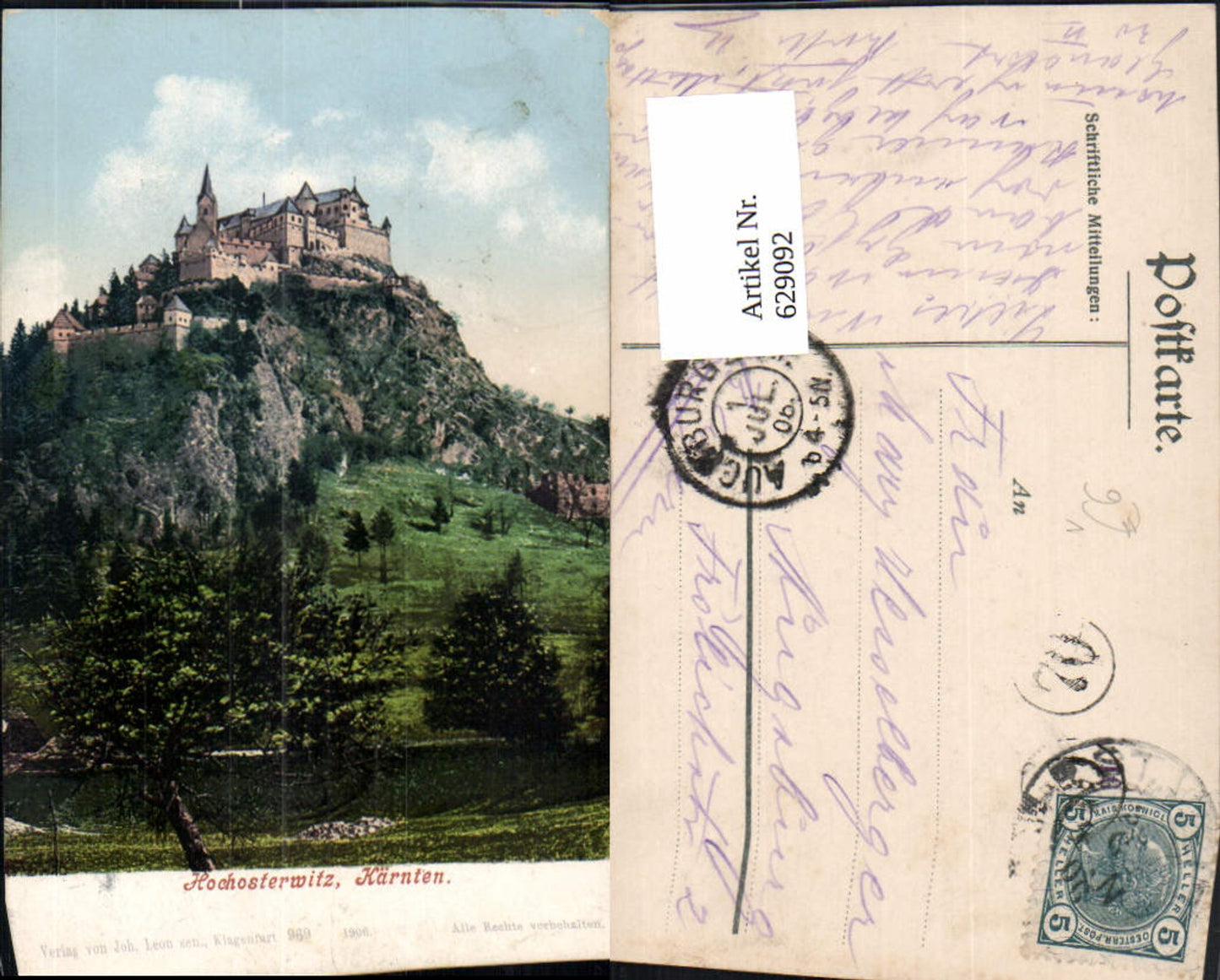 629092,Hochosterwitz Burg Sankt Georgen am Längensee pub Joh. Leon 969