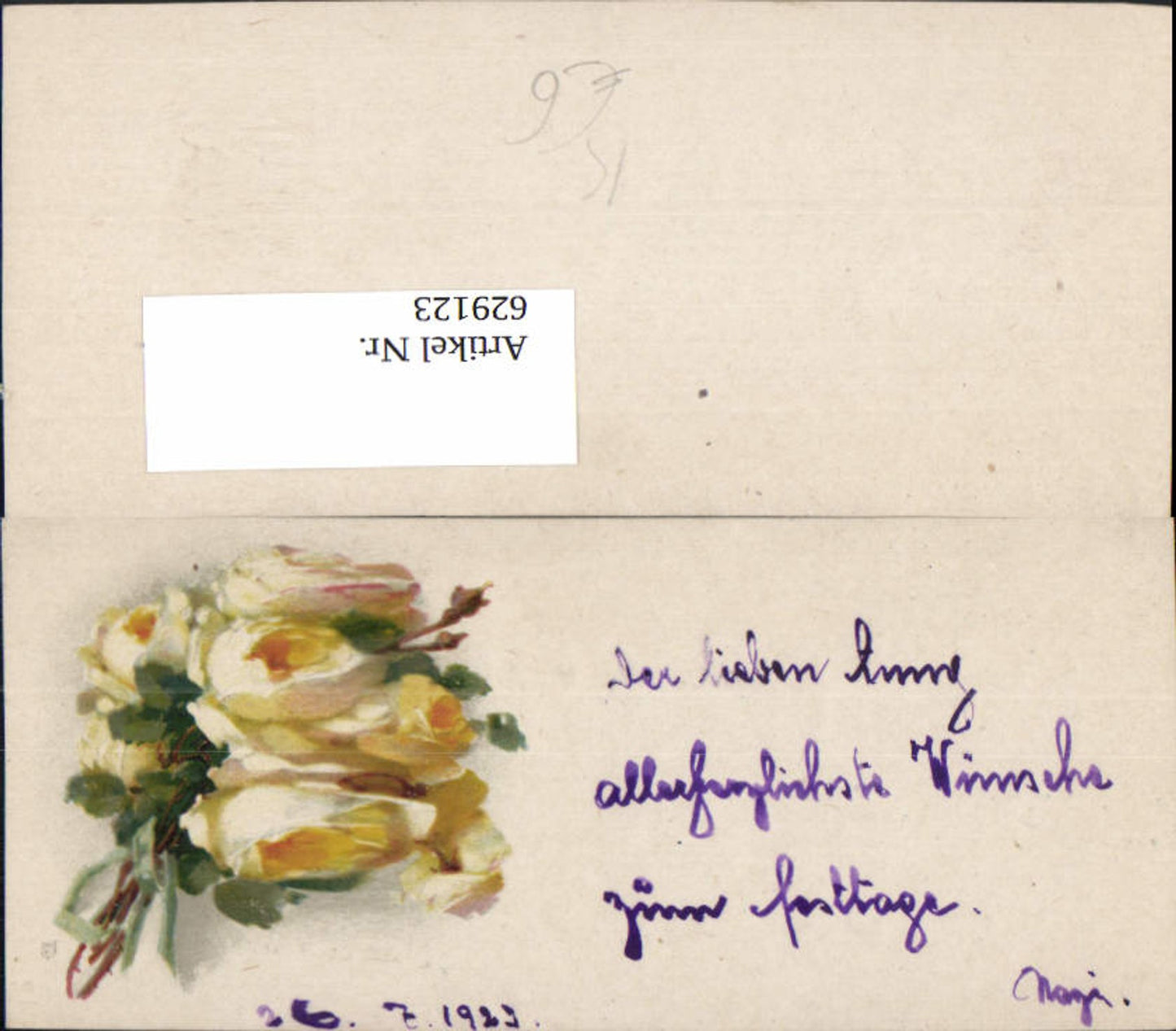 629123, Mini Artist Ak Yellow Roses Flowers