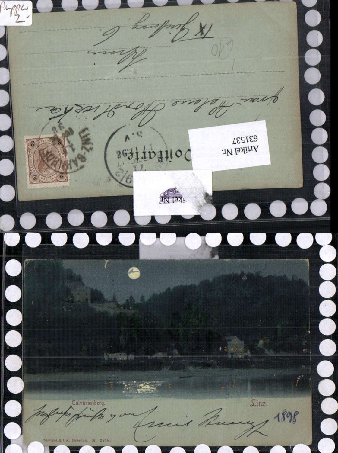 631537,Mond Lithographie Linz an der Donau Calvarienberg 1898 pub Stengel & Co. 3718