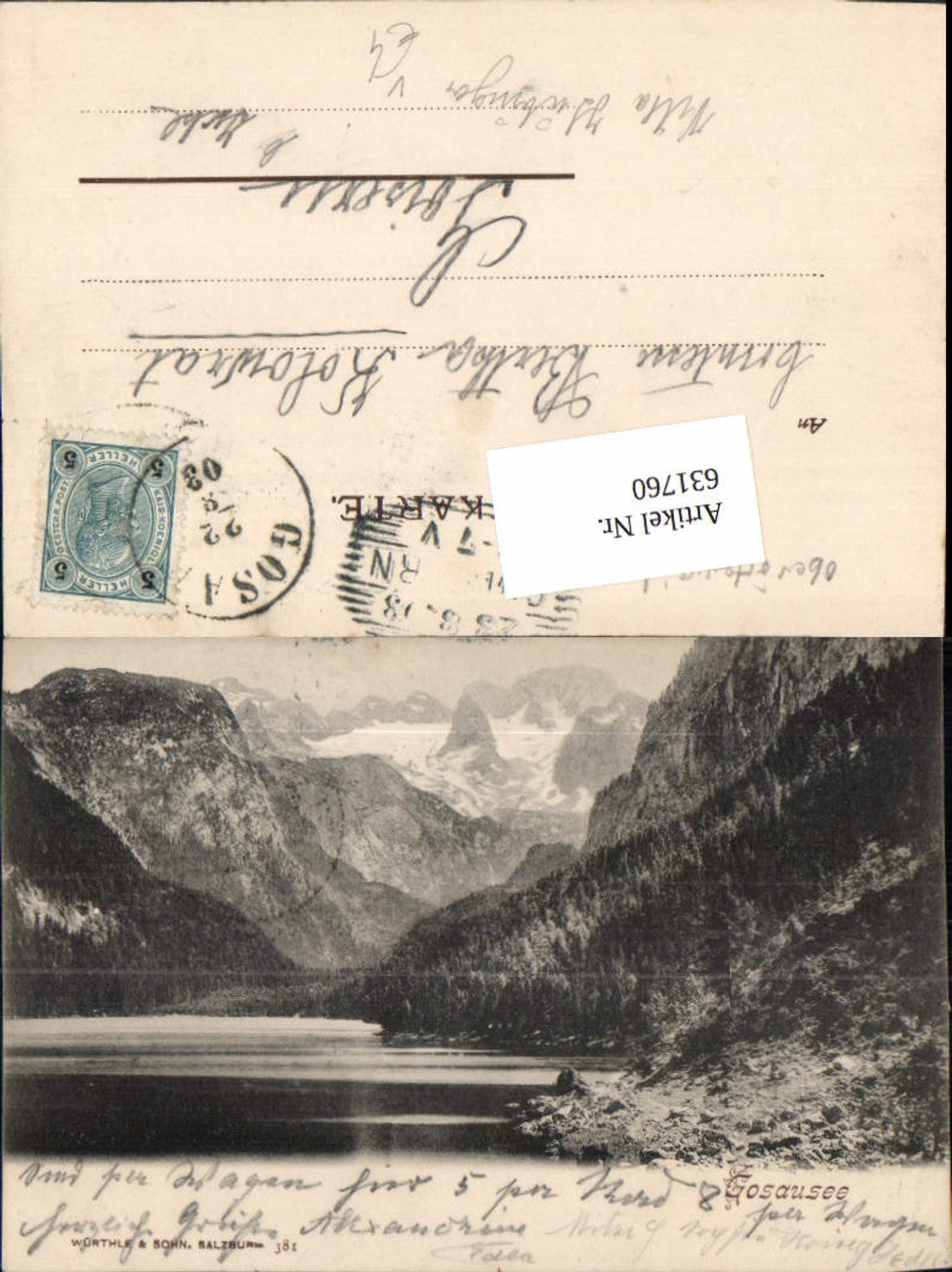 631760,Gosau Gosausee pub Würthle Sohn 381