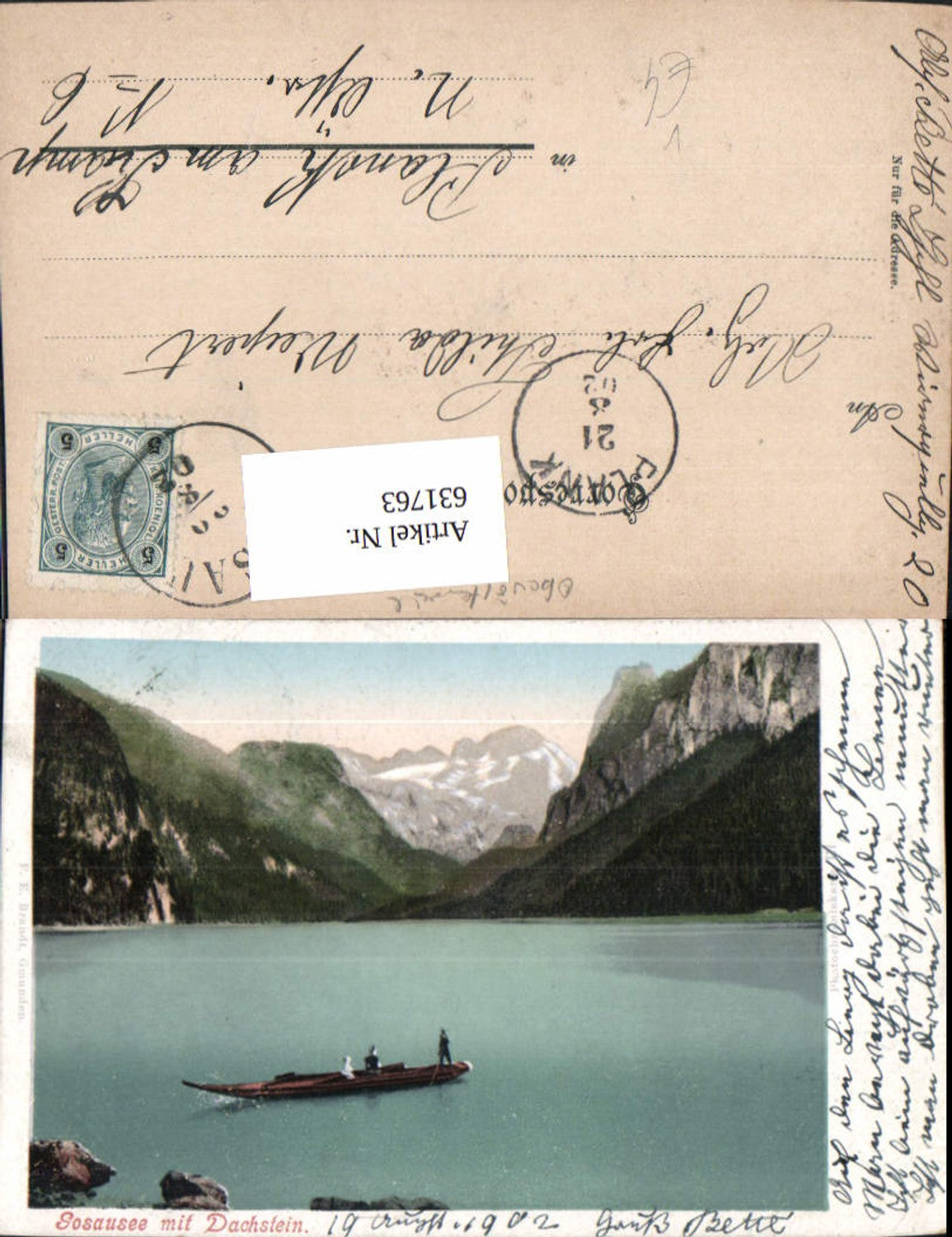 631763,Gosau Gosausee geg. Dachstein Boot Ruderboot pub F. E. Brandt