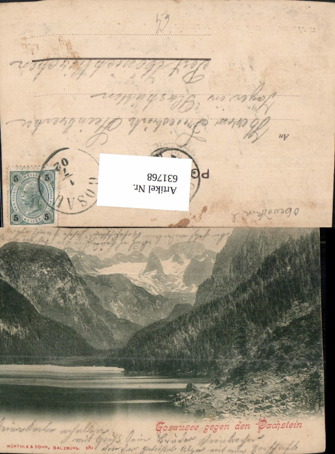 631768,Gosau Gosausee geg. d. Dachstein pub Würthle Sohn 381