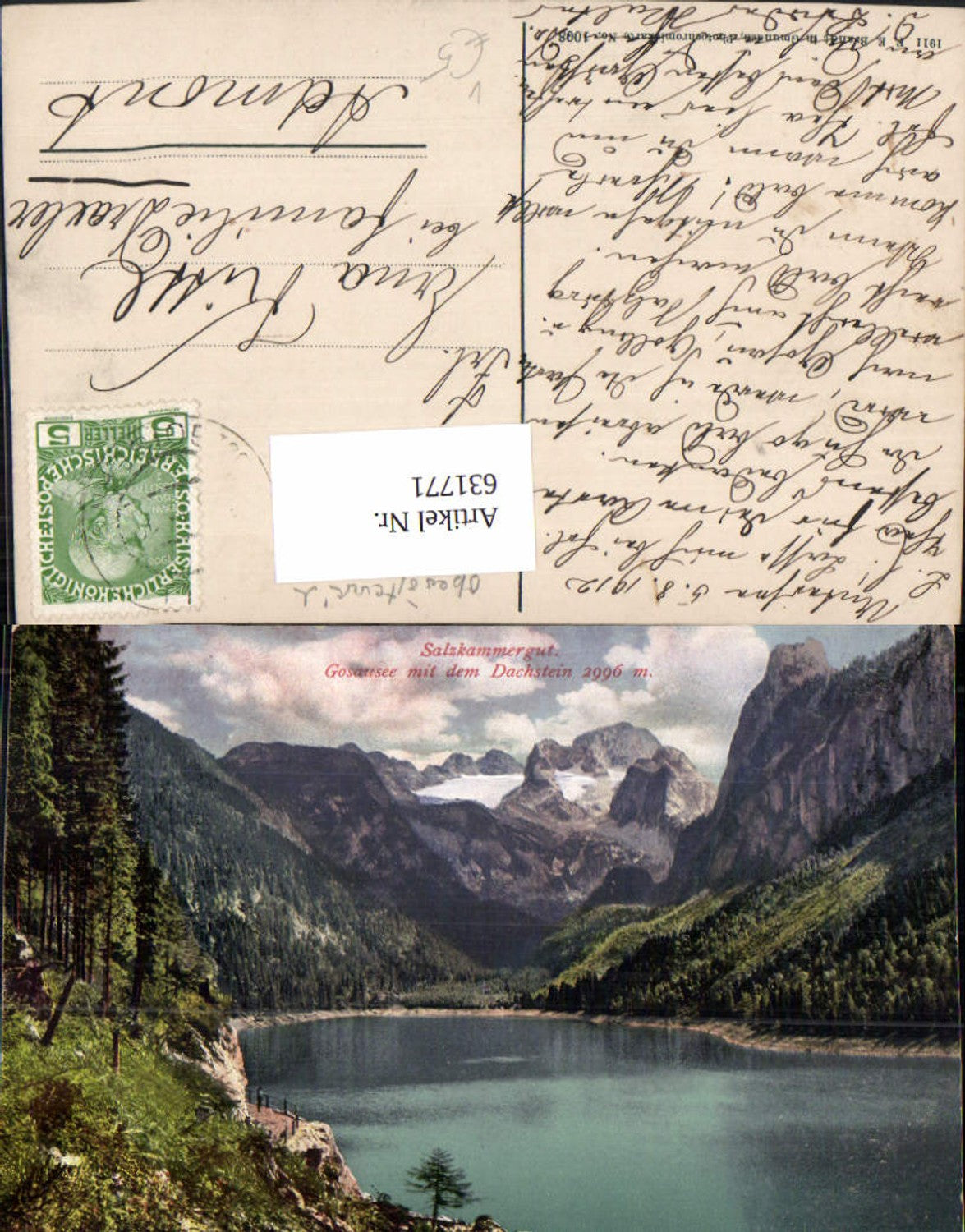 631771,Gosau Salzkammergut Gosausee m. d. Dachstein pub F. E. Brandt 1008