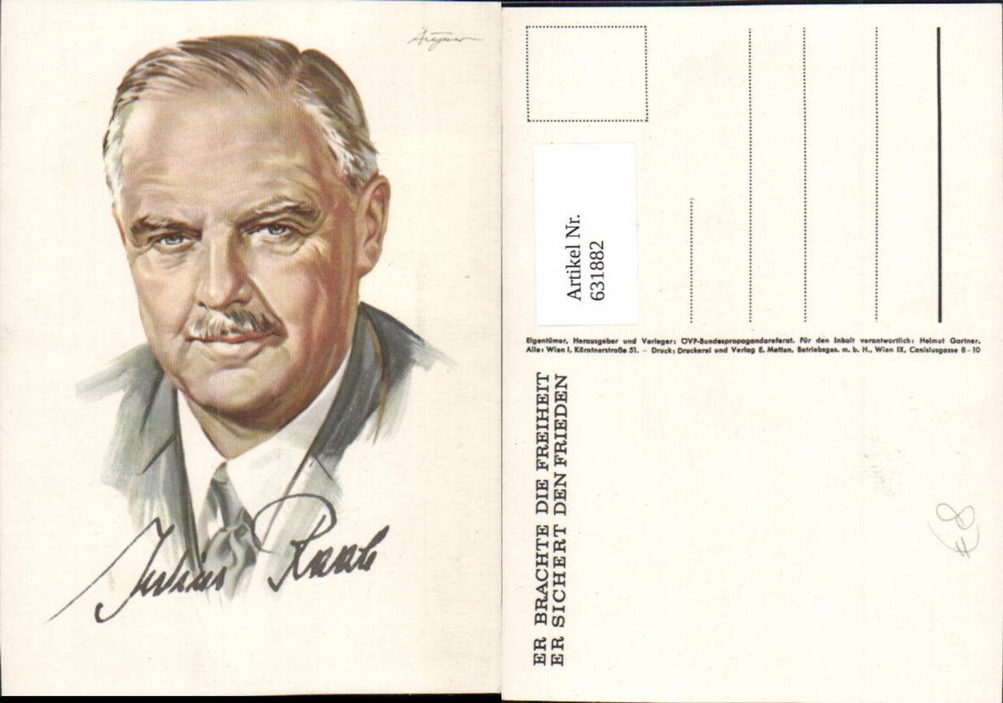 631882,Künstler Ak Aigner Julius Raab Politik