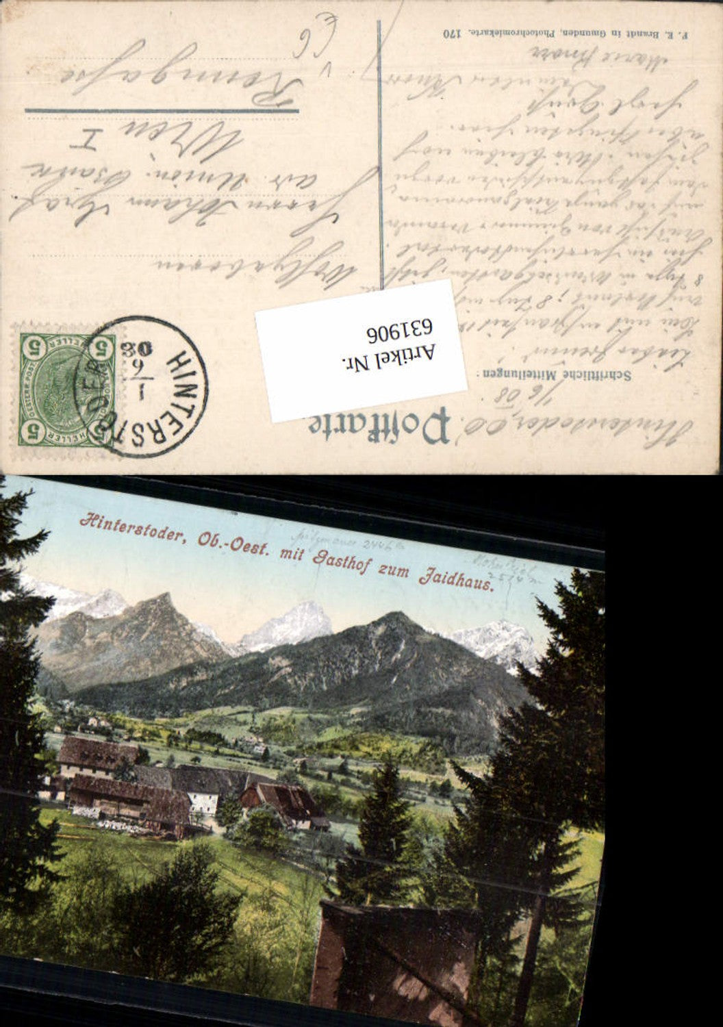 631906,Hinterstoder Gasthof zum Jaidhaus pub Brandt 170