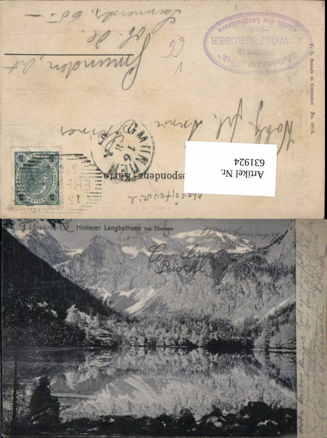 631924,Ebensee Hinterer Langbathsee 1900 pub Brandt 6013