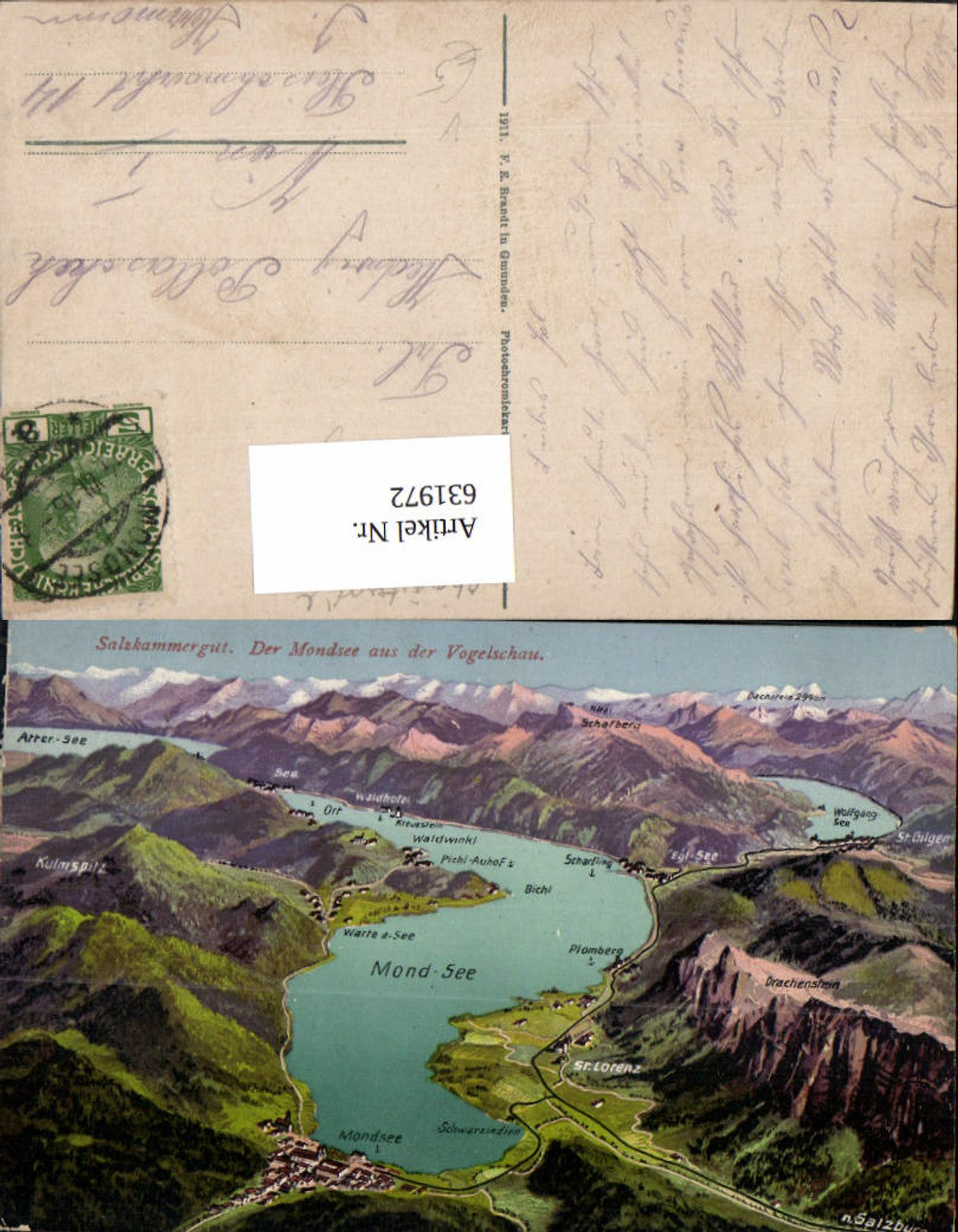 631972,Mondsee aus der Vogelschau Plomberg St. Lorenz Scharfling Pichl