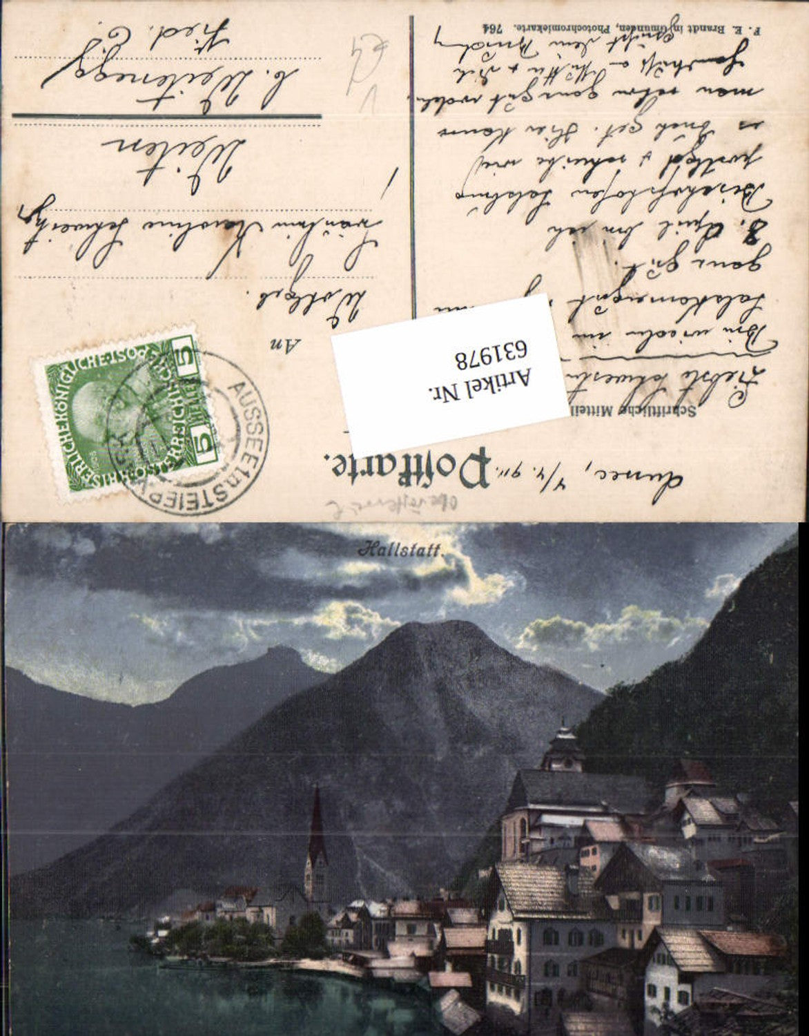 631978,Hallstatt am Hallstättersee Mondnacht pub Brandt 764