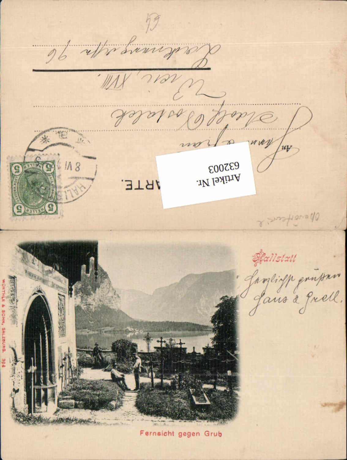 632003,Hallstatt am Hallstättersee Fernsicht Grub Friedhof 1900 pub Würthle & Sohn 394