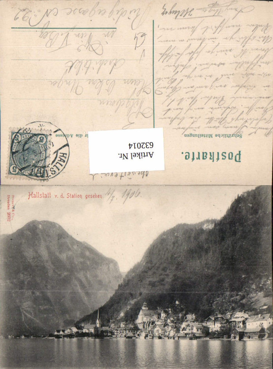 632014,Hallstatt am Hallstättersee v.d. Station aus 1906