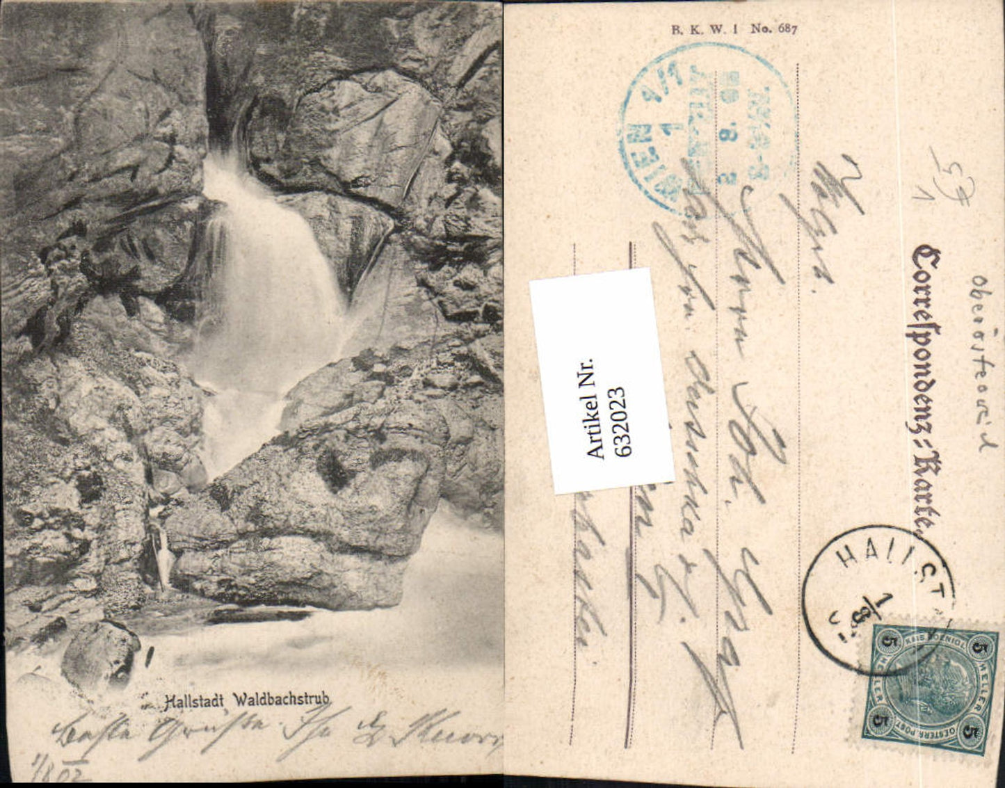 632023,Hallstatt am Hallstättersee Waldbachstrub Wasserfall pub B.K.W.I. 687