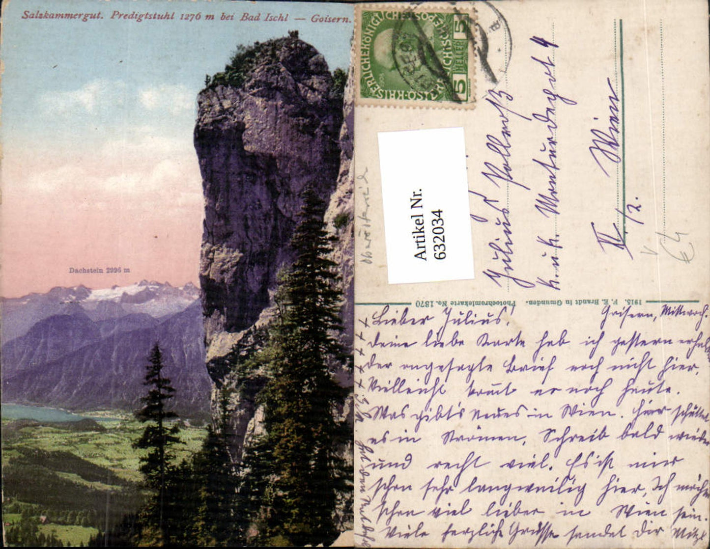 632034,Predigtstuhl b. Bad Ischl Goisern Salzkammergut pub Brandt 1370