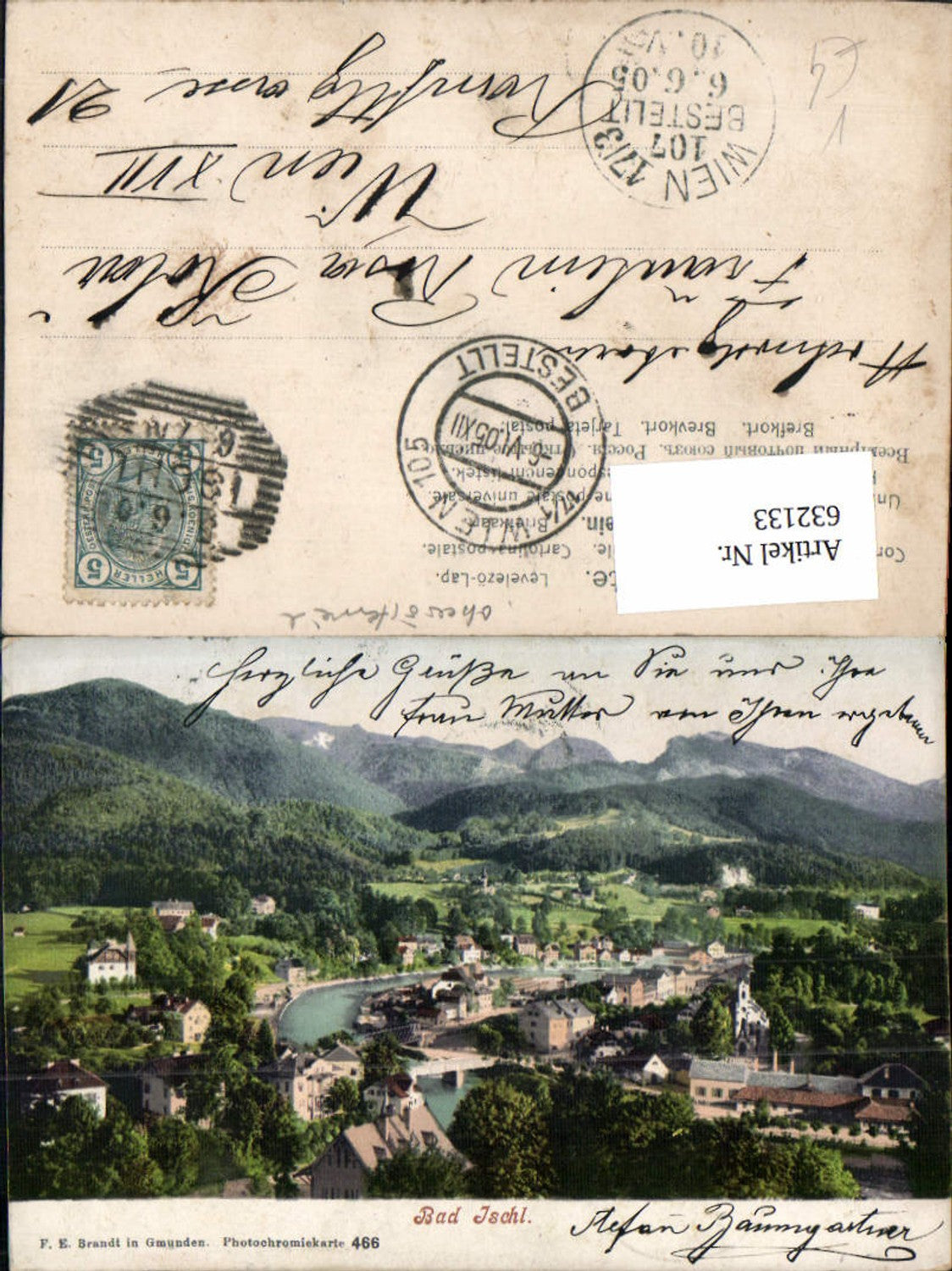 632133,Bad Ischl Teilansicht Stp. Wien 17/1 bestellt pub Brandt 466