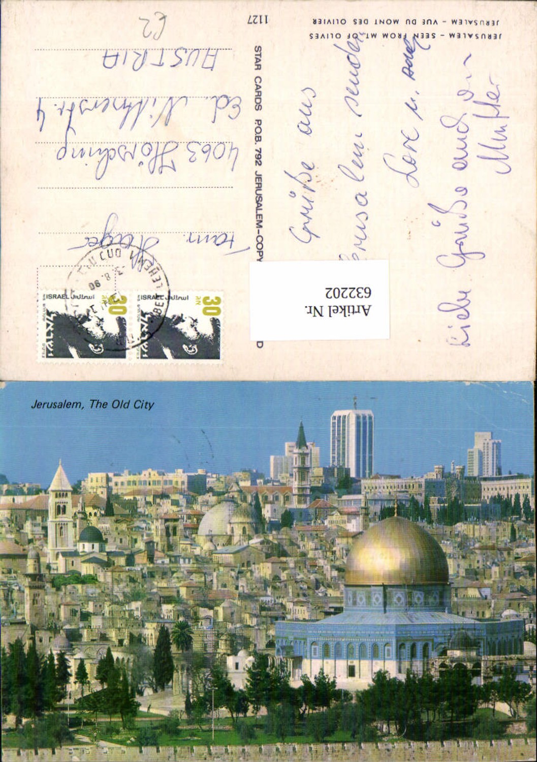 632202,Jerusalem Seen from Mt. Of Olives Vue du Mont des Olivier