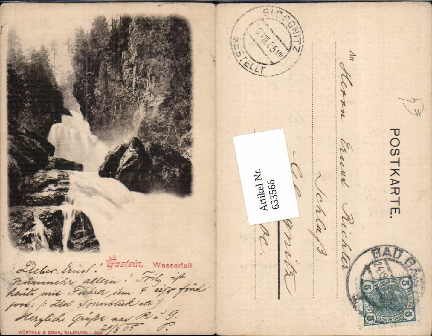 633566, Bad Gastein, Bad Gastein Waterfall pub, Würthle & Sohn 292