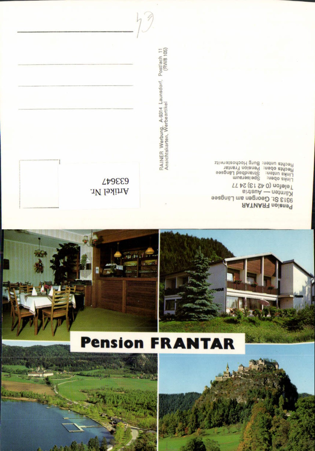 633647, Multi-image postcard St. Georgen a. Längsee Pension Frantar