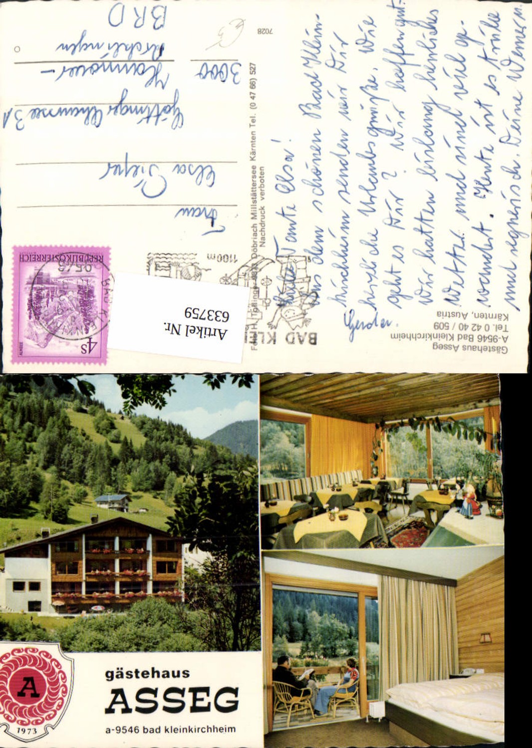633759,Mehrbild Ak Bad Kleinkirchheim Gästehaus Asseg