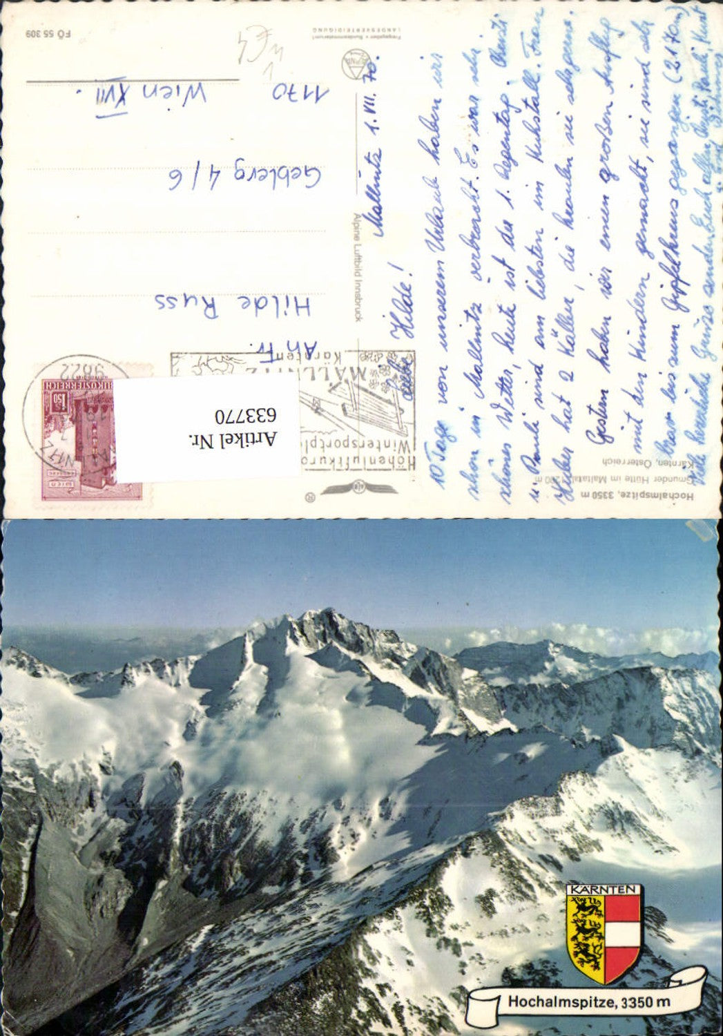 633770,Hochalmspitze Gmunder Hütte Maltatal Malta pub Alpine Luftbild FÖ 55309