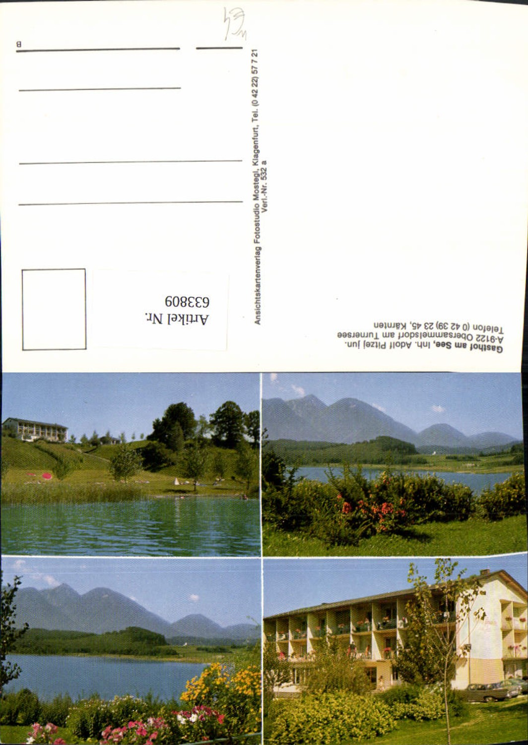 633809,Gasthof am See Obersammeldorf a. Turnersee Sankt Kanzian am Klopeiner See