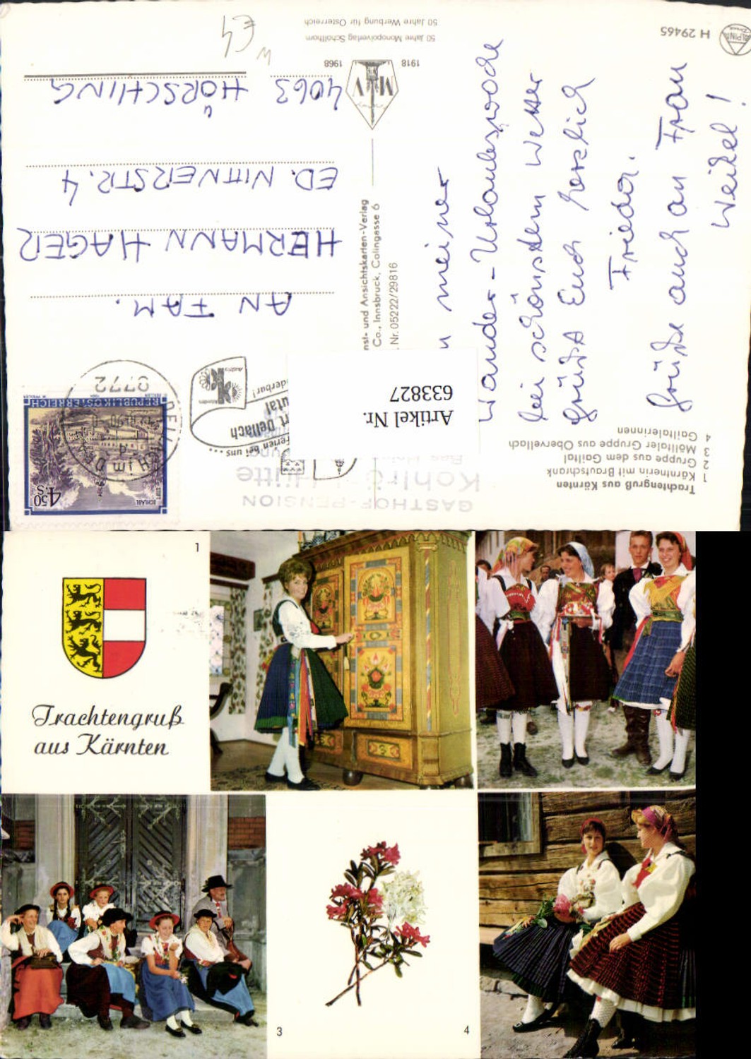 633827,Mehrbild Ak Trachtengruß a. Kärnten Brautschrank Gailtal Tracht Mölltaler Tracht