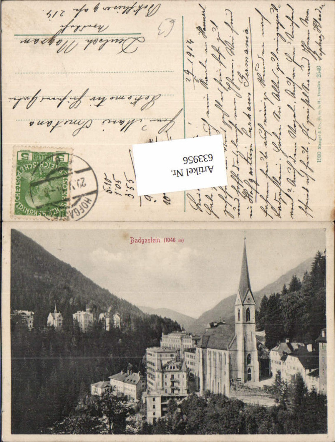 633956, Bad Gastein Badgastein Church 1910