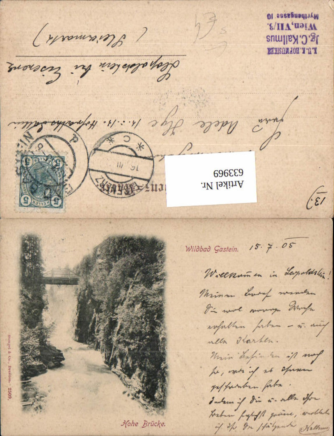 633969, Bad Gastein, Hohe Brücke pub, Stengel & Co., 2509