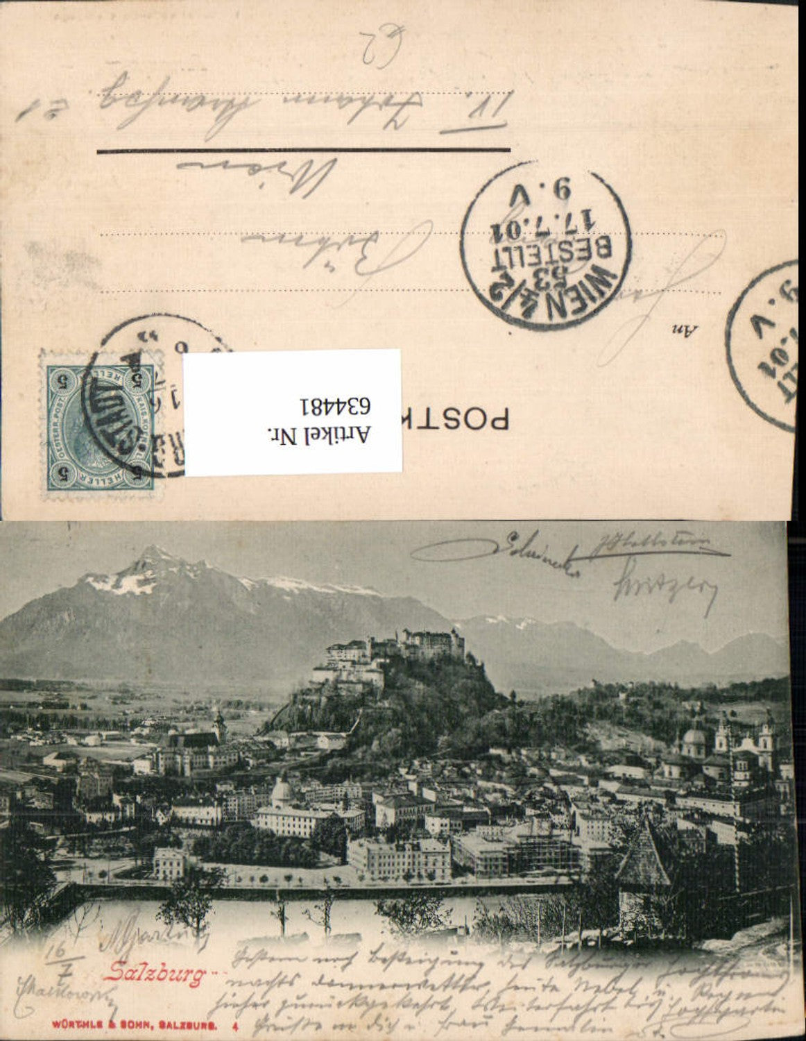 634481,Salzburg Ansicht m. Festung Hohensalzburg pub Würthle Sohn 4