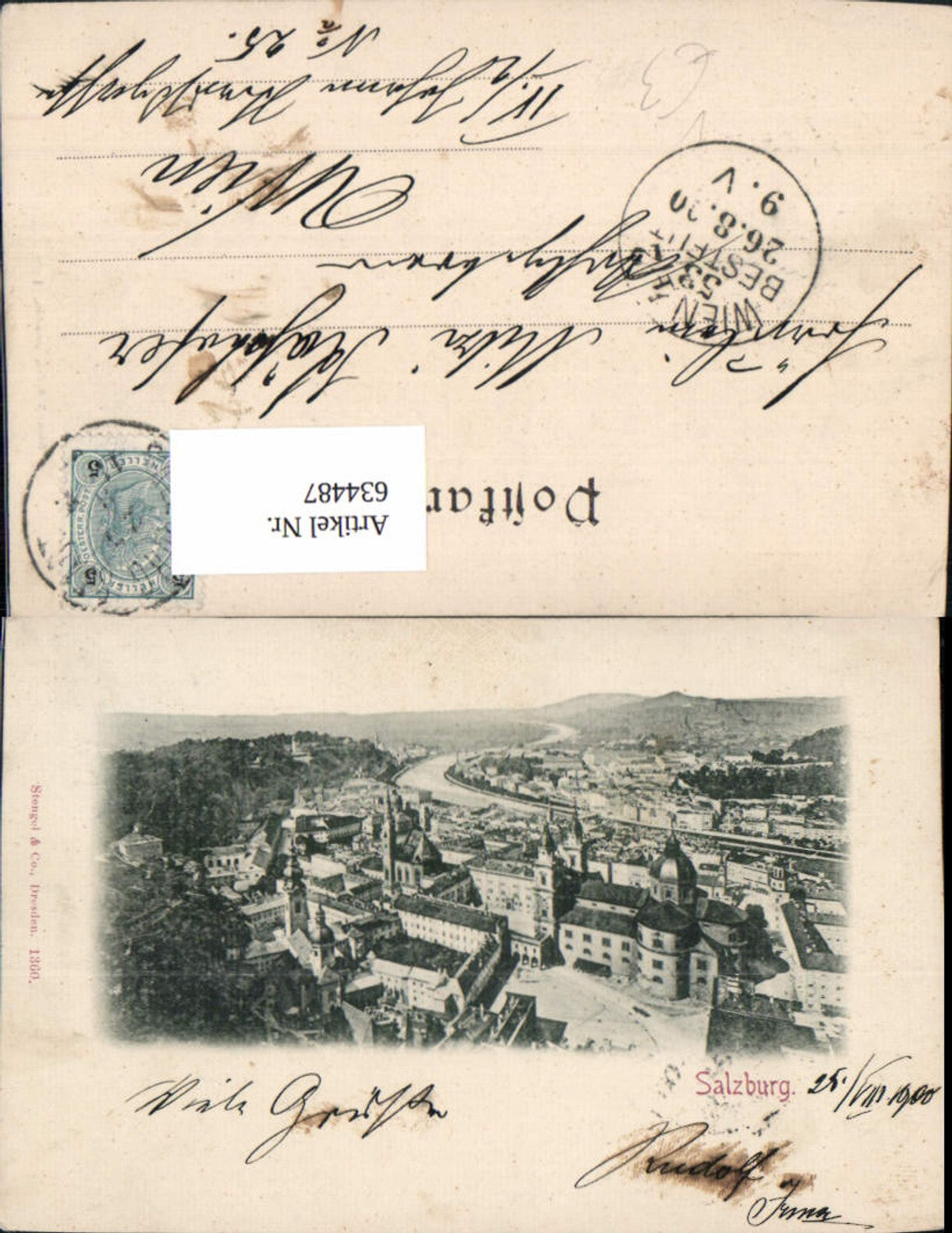634487,Salzburg Ansicht v. d. Festung pub Stengel Co 1360
