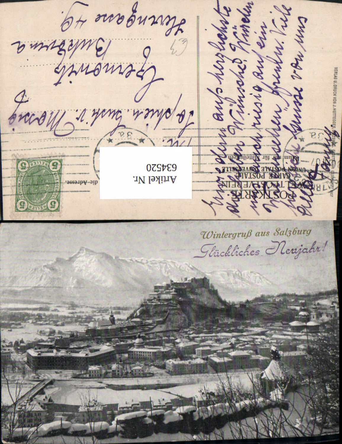 634520,Litho Wintergruß aus Salzburg