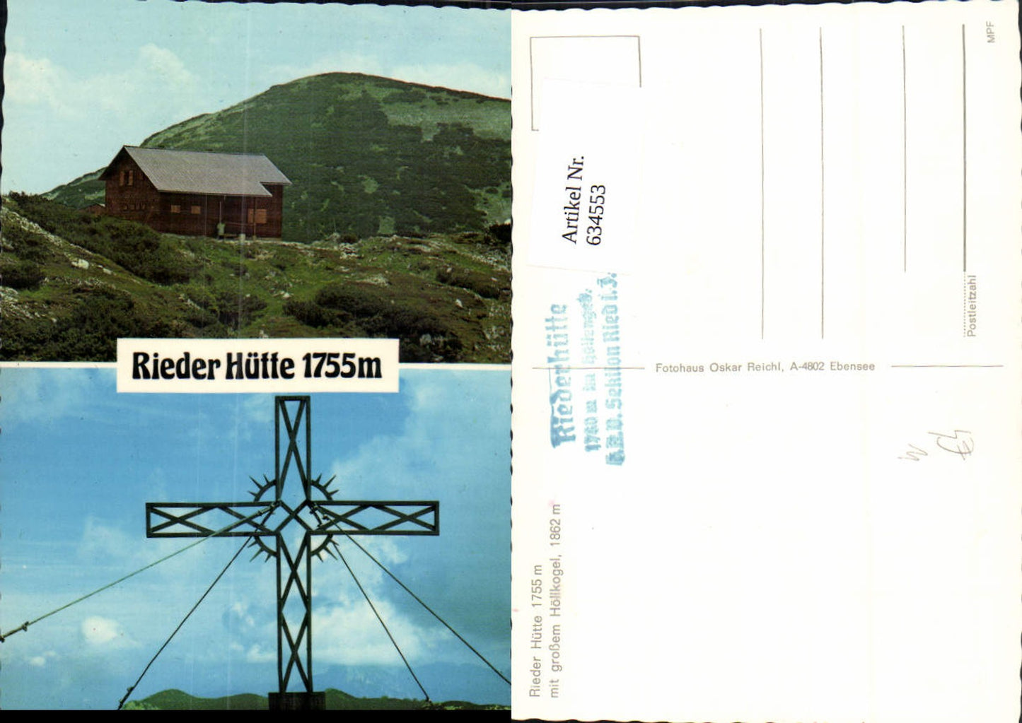 634553,Mehrbild Ak Rieder-Hütte Rieder Hütte Gipfelkreuz Ebensee