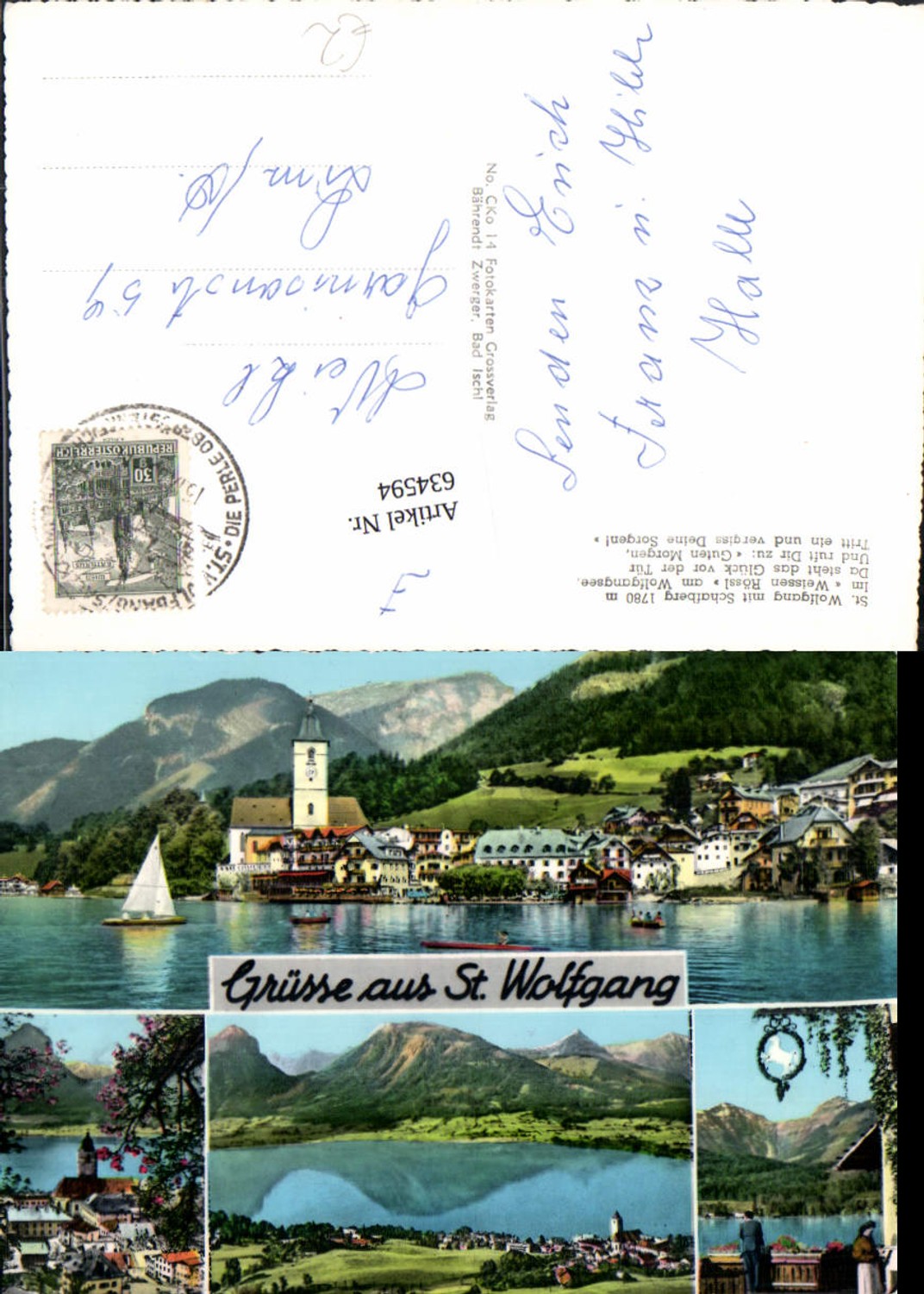 634594,Mehrbild Ak Sankt Wolfgang im Salzkammergut m. Schafberg Weissen Rössl