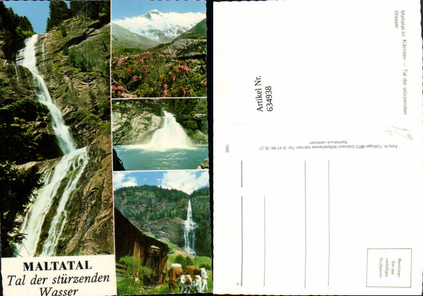 634938,Mehrbild Ak Maltatal Malta Kärnten Wasserfall Wassermühle Rinder Fallbach-Wasserfall