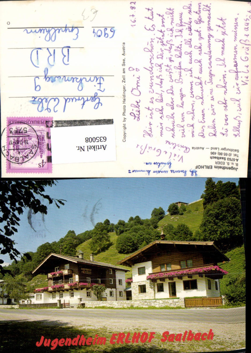 635008,Saalbach Saalbach-Hinterglemm Jugendheim Erlhof