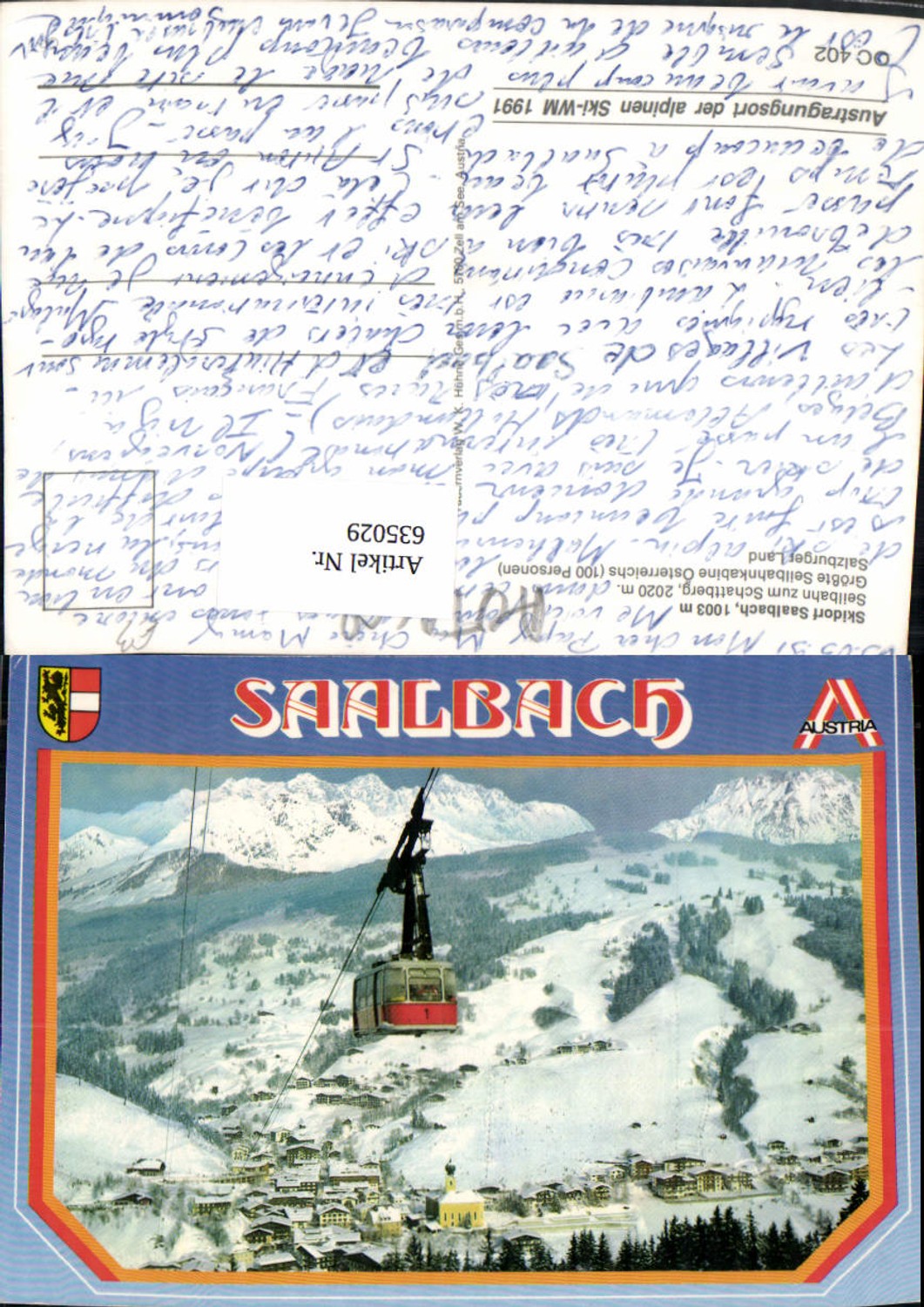 635029,Saalbach-Hinterglemm Schattberg Seilbahn Gondel Winteransicht