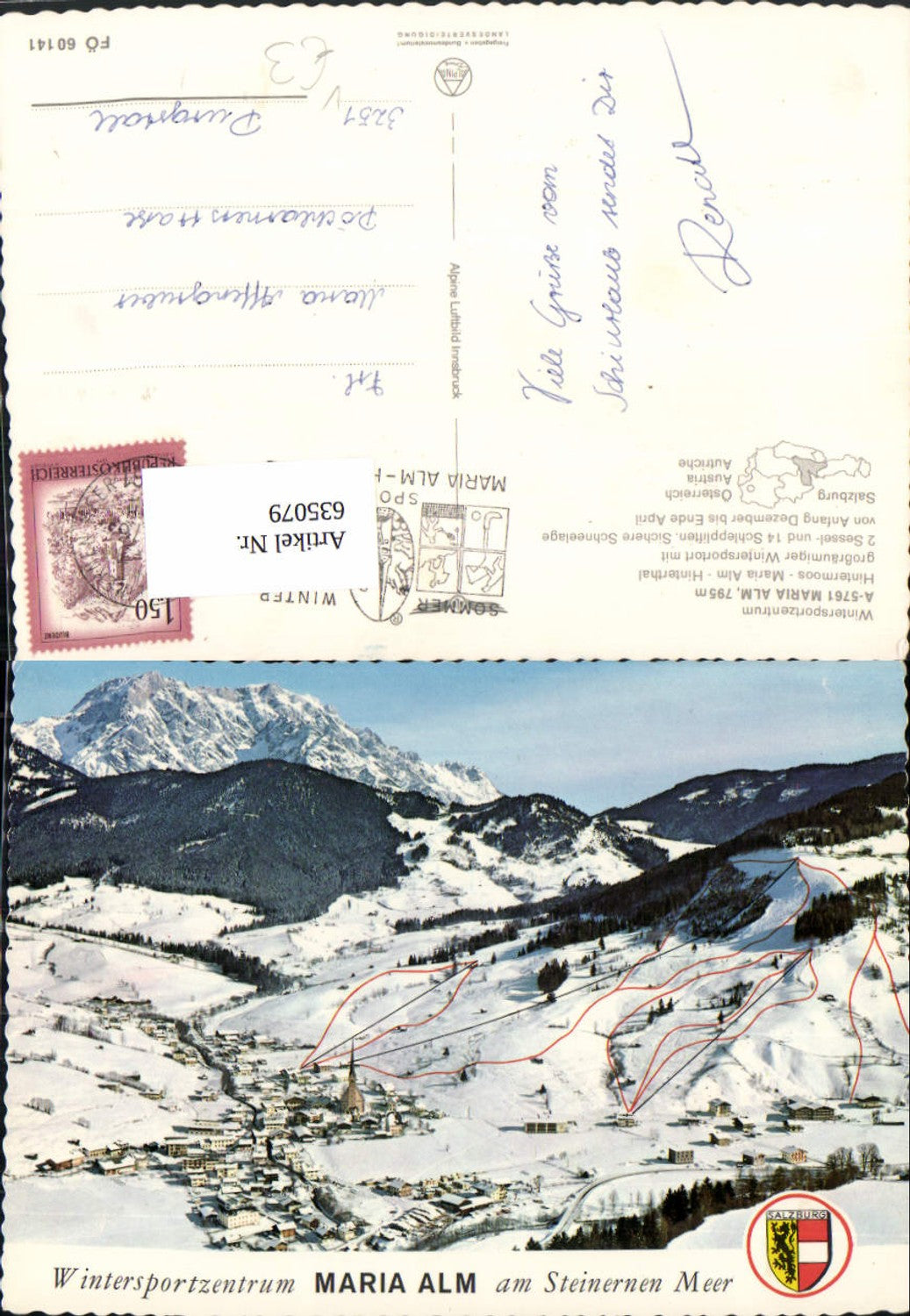 635079,Maria Alm a. Steinernen Meer Wintersport pub Alpine Luftbild FÖ 60141